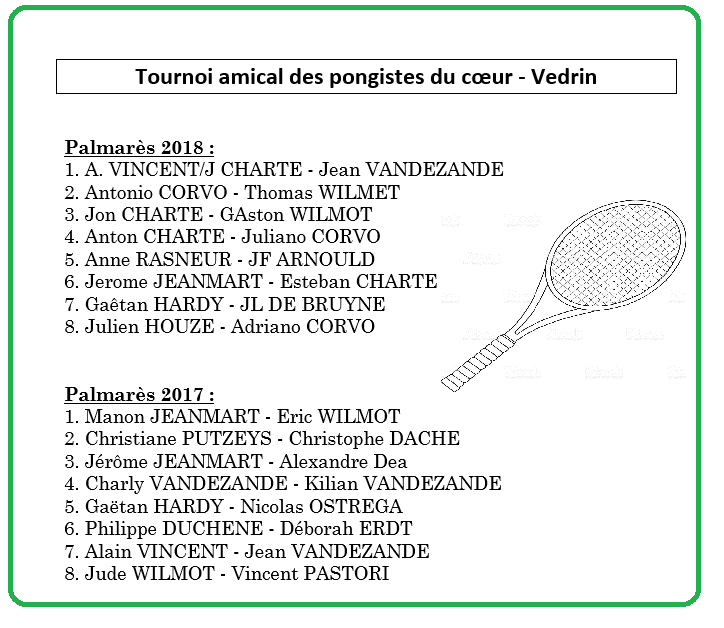 Palmares pongistes