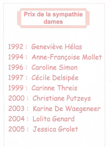 Prix de la sympathie dames